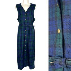Pendleton Plaid Wool Midi to Maxi Button Down Sleeveless Dress USA